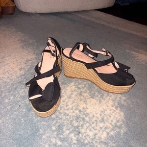 Kate Spade Black and Tan Wedge Sandals